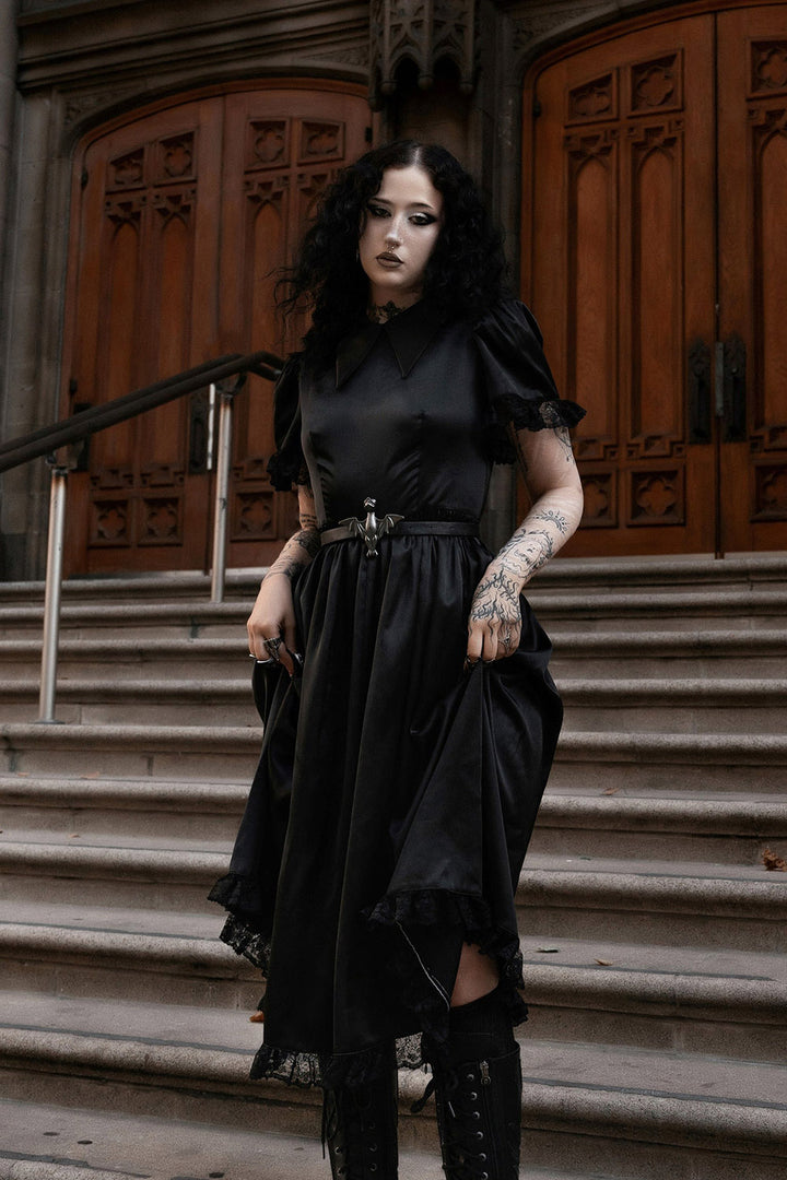 vintage goth fit and flare goth dress