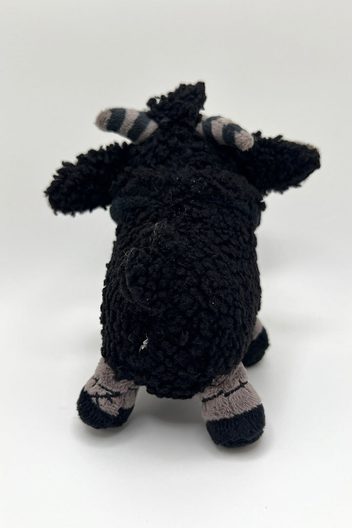 black and grey soft and fuzzy gothic little lamb stuffed animal keyring 