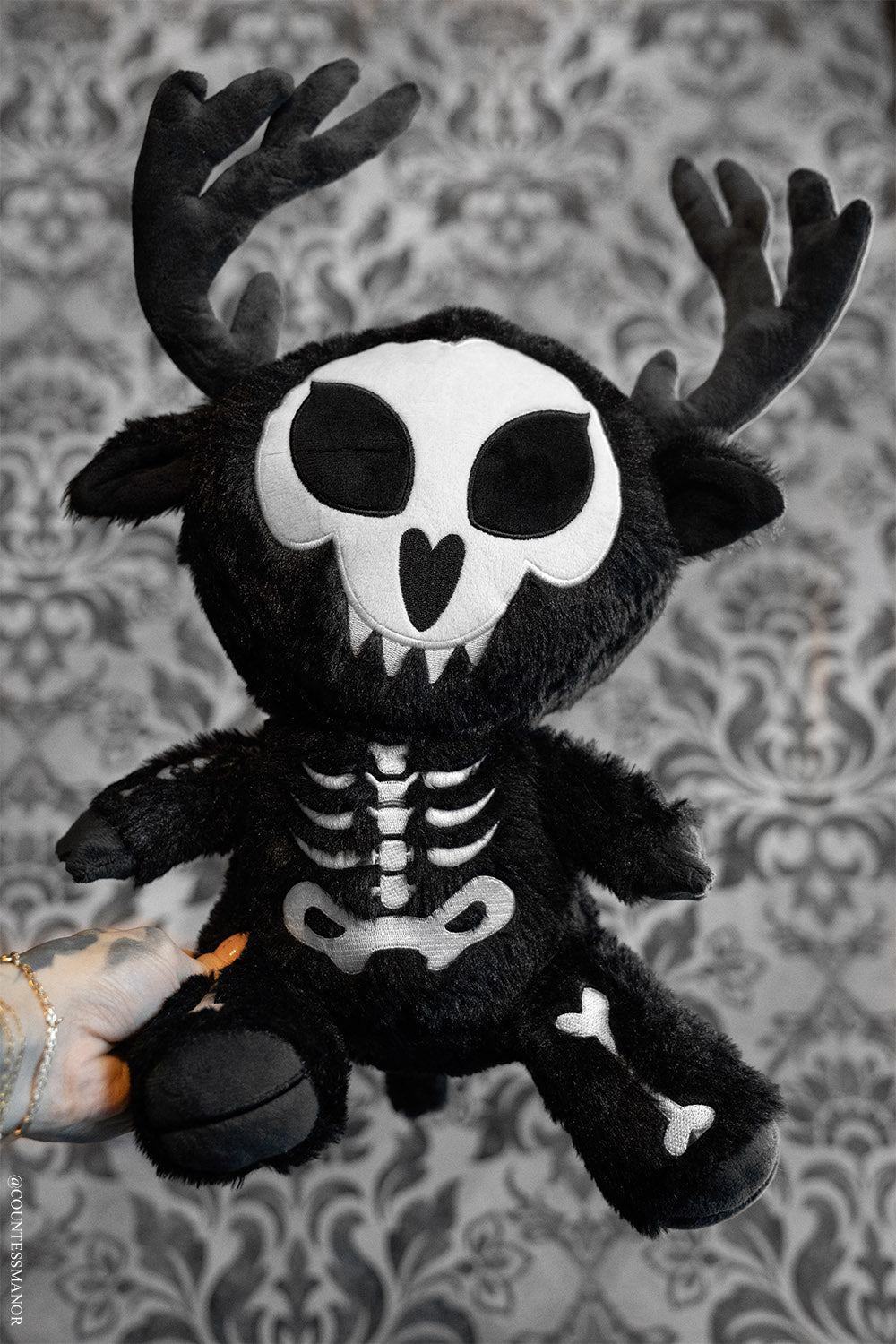 embroidered halloween skeleton wendigo stuffed animal plushie