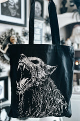 werewolf tote bag with zipper closure