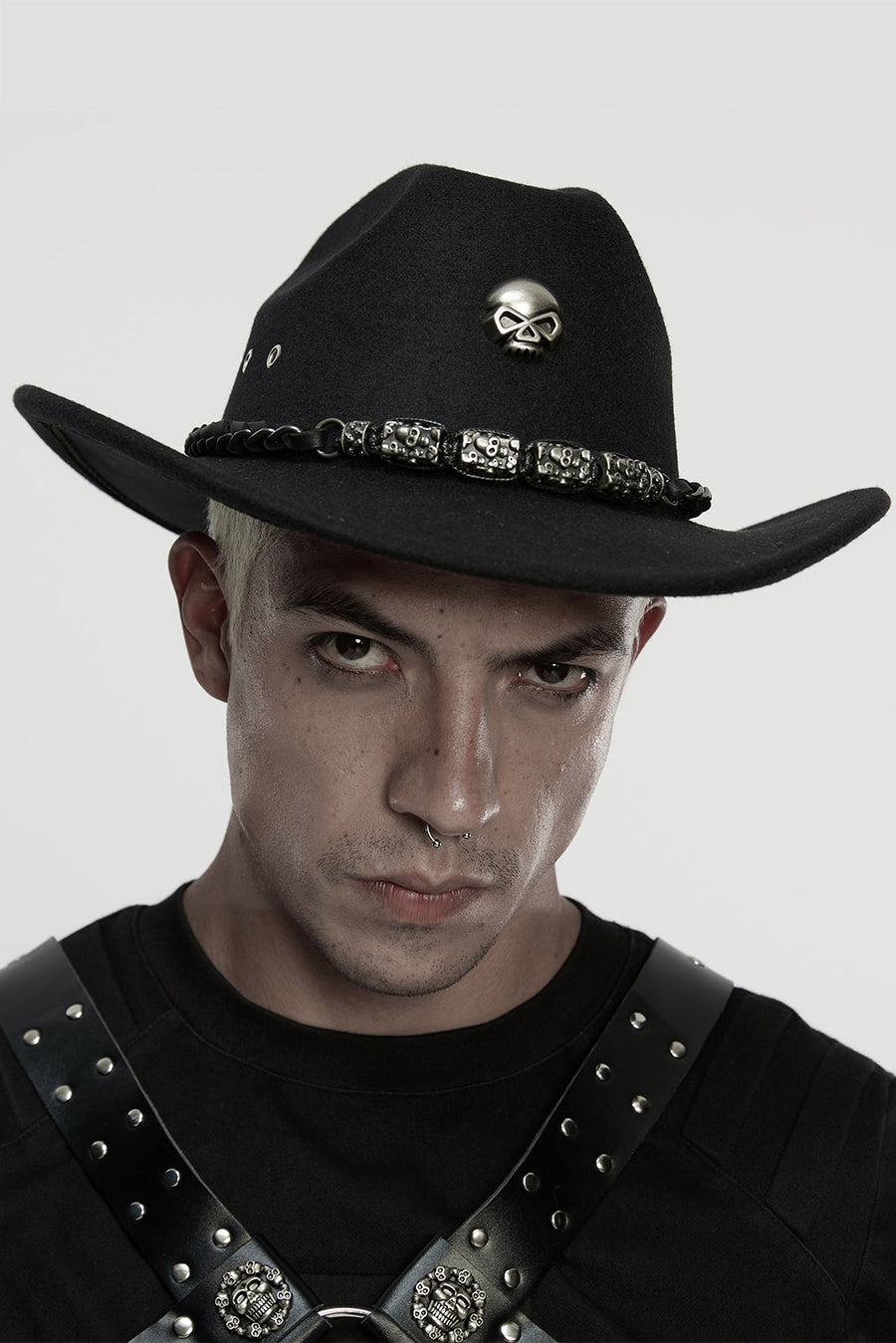 grunge western goth black cowboy hat