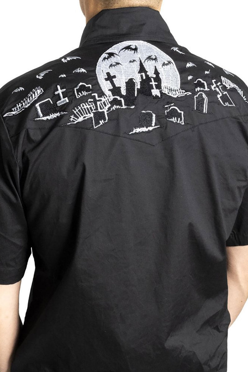 Nighttime Cemetery Western Shirt