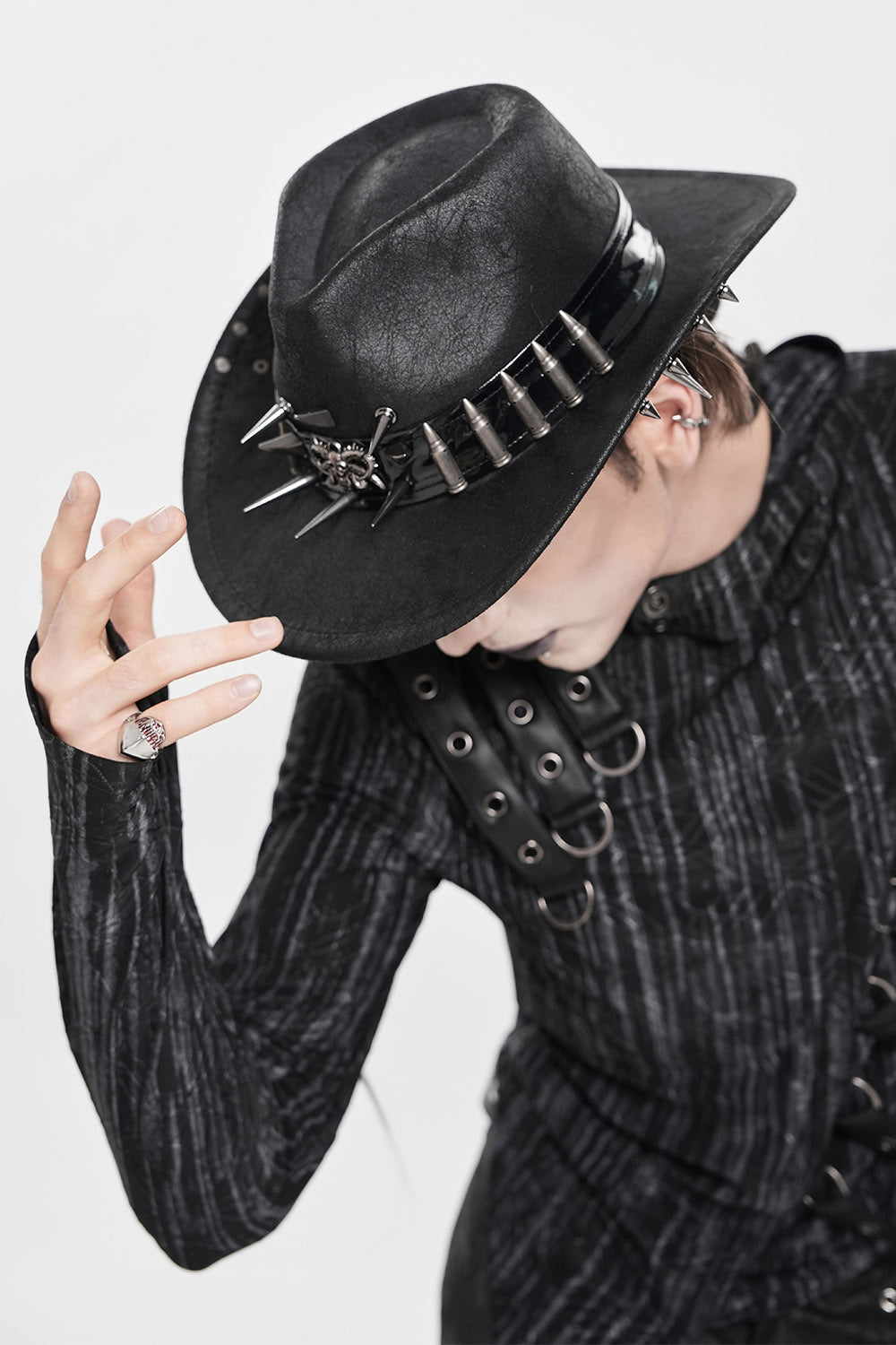 punk skull and crossbones Western goth hat