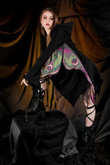 asymmetric hem dark fairycore cardigan  with butterfly wings