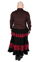 high waisted red and black steampunk victorian customizable skirt with tunneling  by foxblood