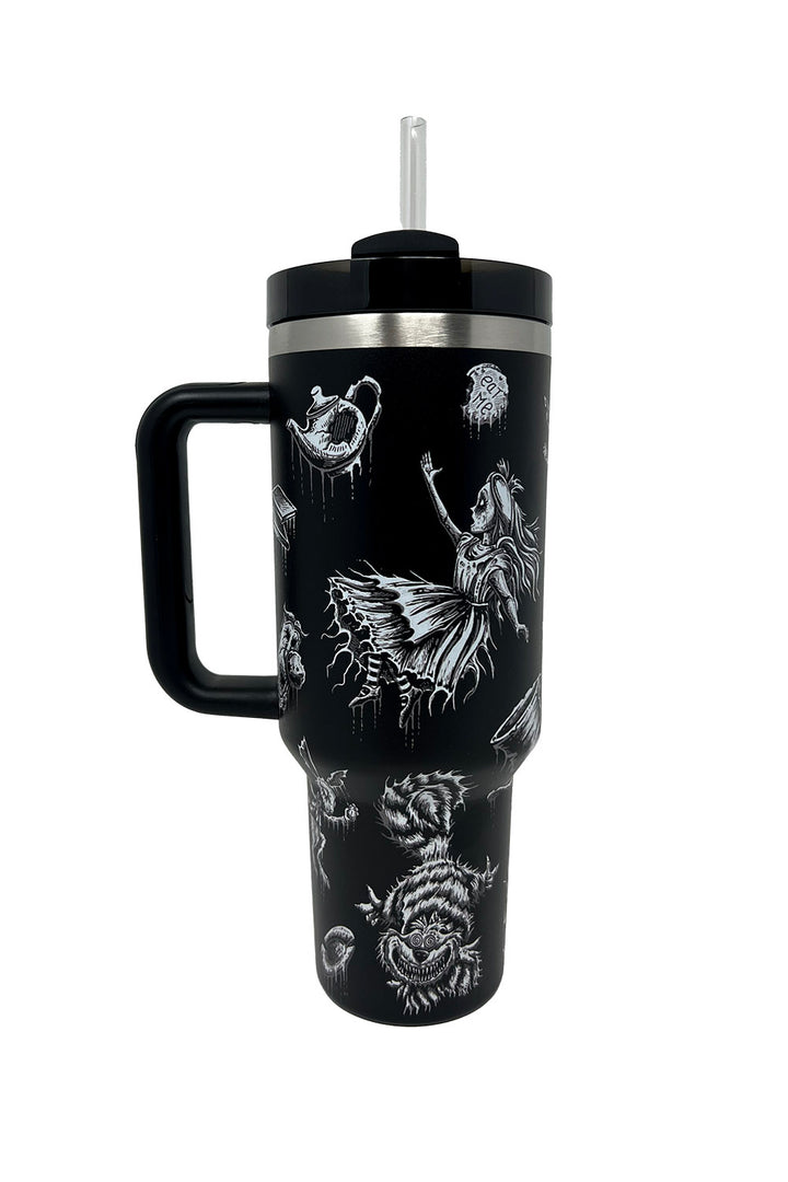 dark goth alice in wonderland stainless steel tumbler