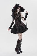 dark mystical wide brimmed witch hat with red roses