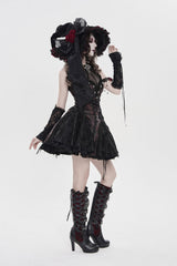 whimsical wide brimmed witch hat with red roses