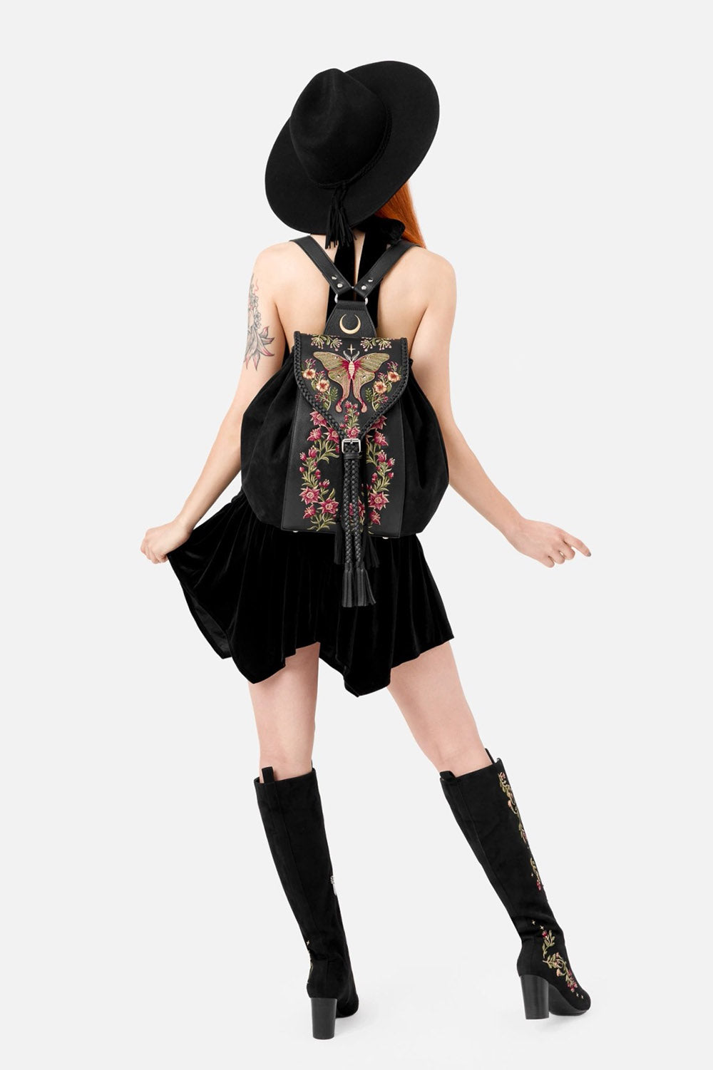 gothic floral hippie boho backpack 