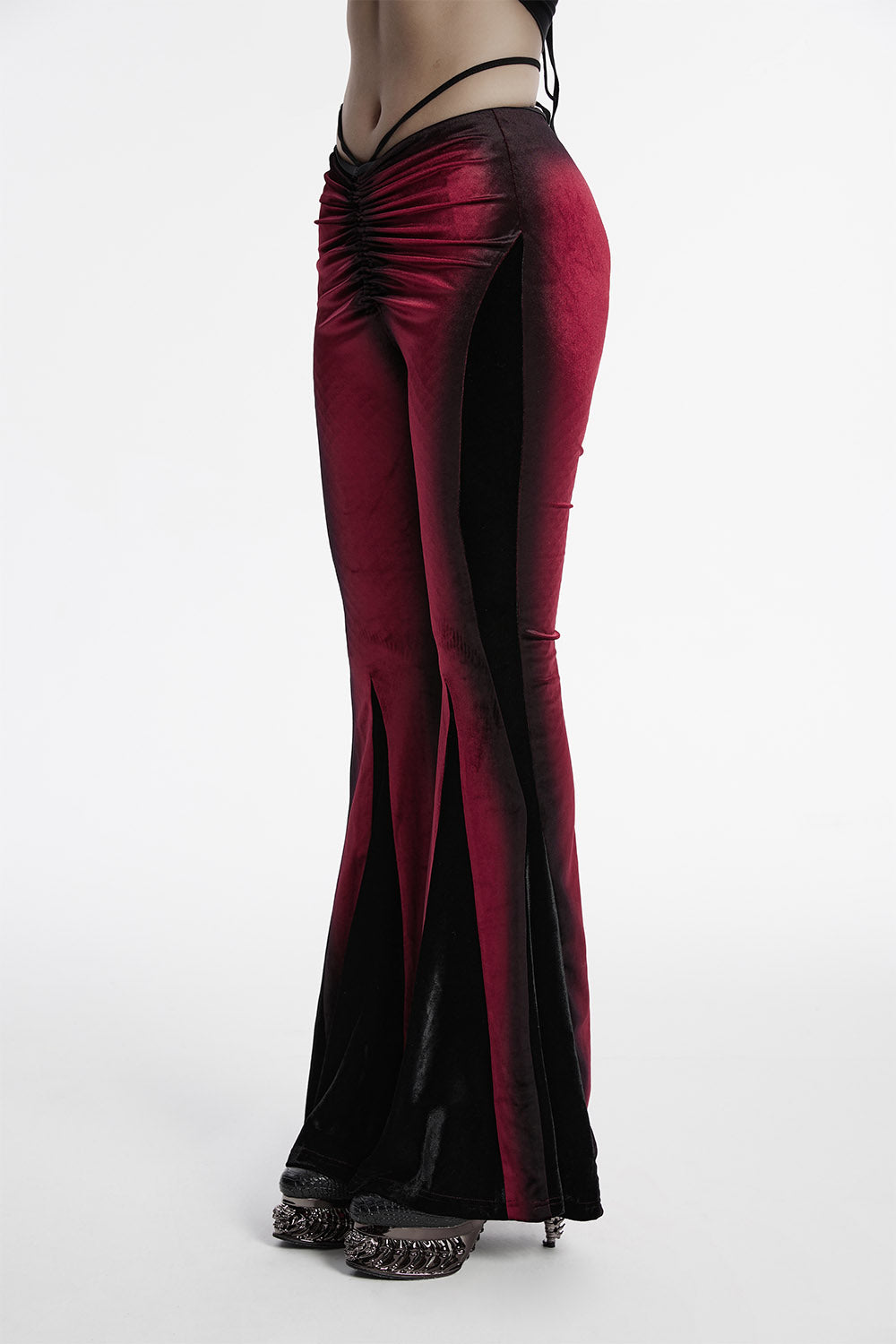 red black ombre velvet pants 