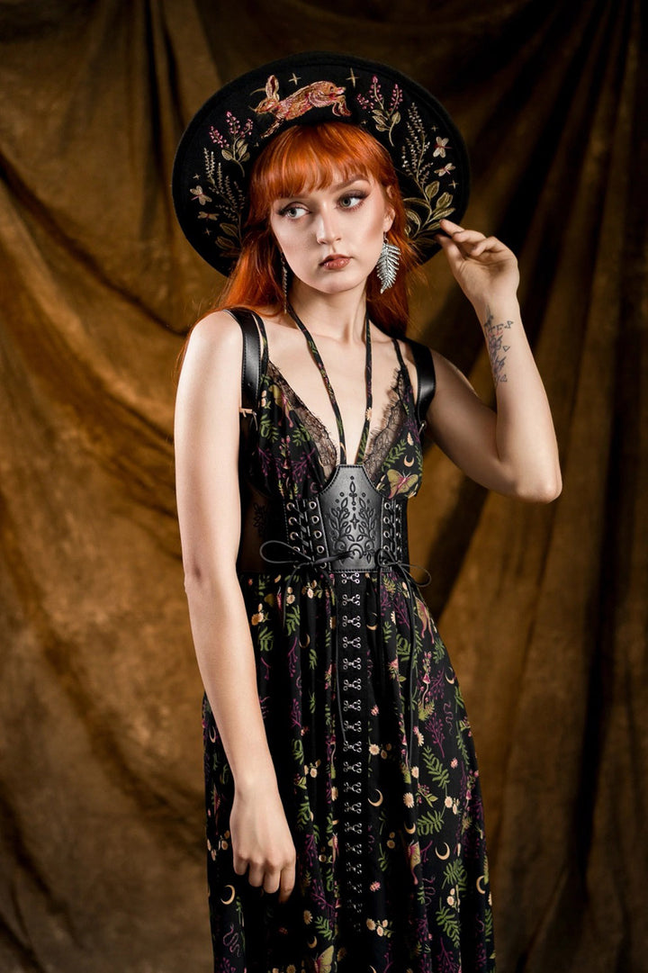 90s whimsical goth inspired wool brimmed hat 