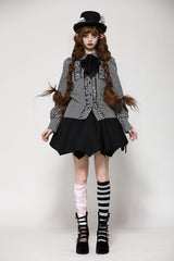 womens oversized goth striped grey and black long sleeve top 