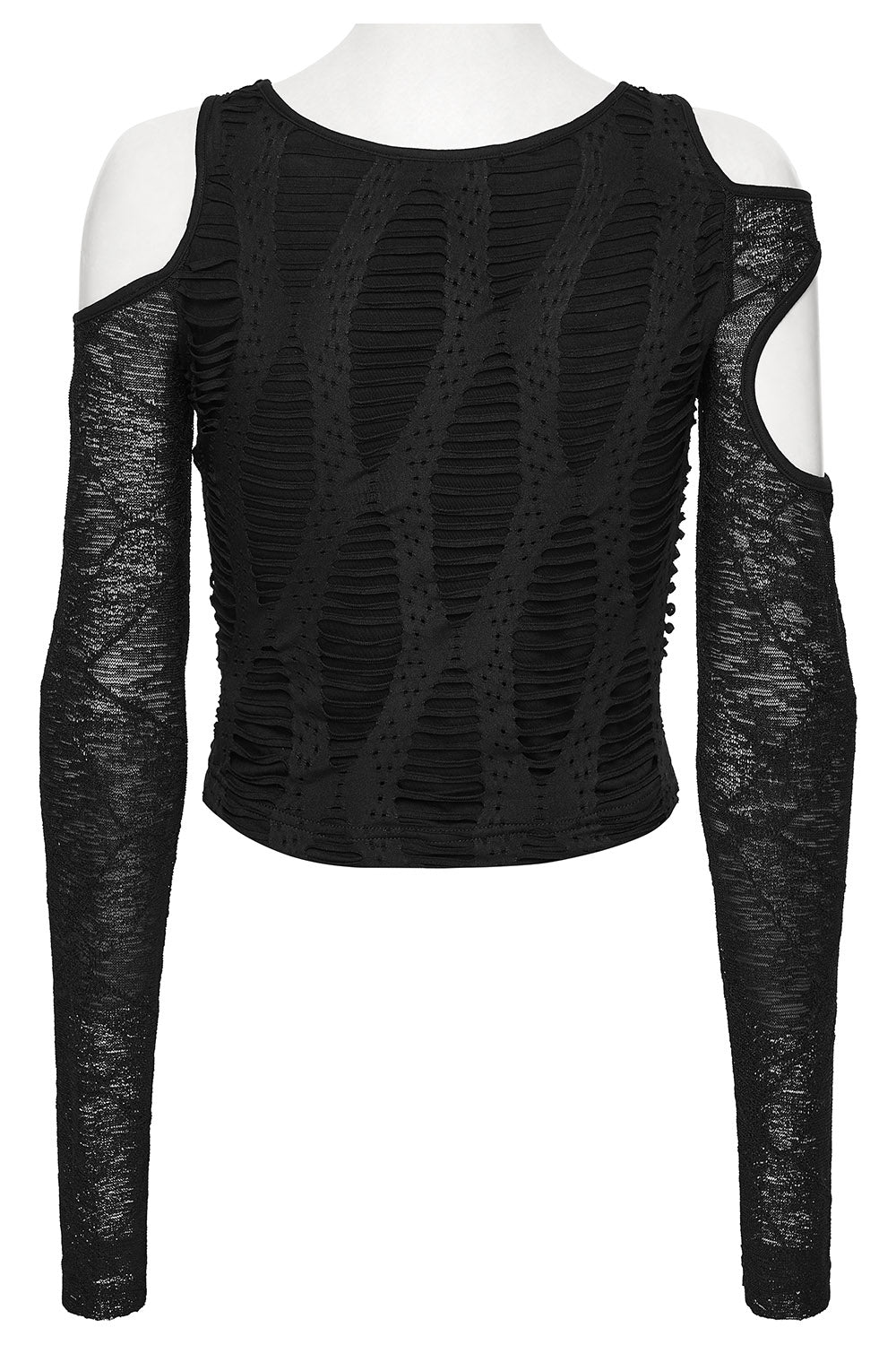 black shredded distressed goth crop top