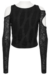 black shredded distressed goth crop top