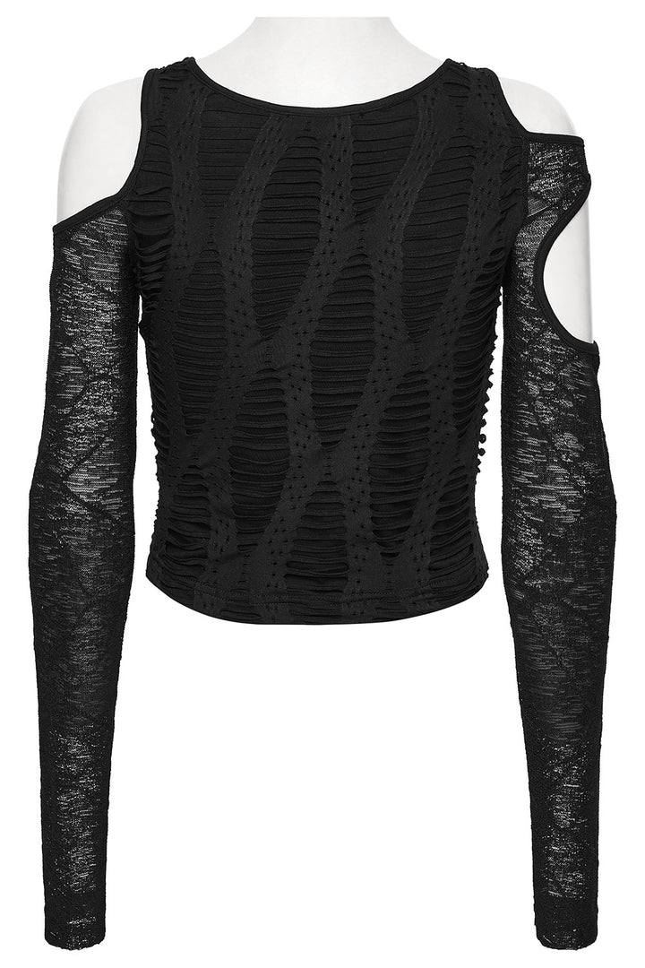 black shredded distressed goth crop top