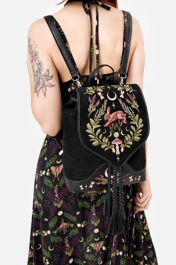 vegan suede and leather fairygoth backpack
