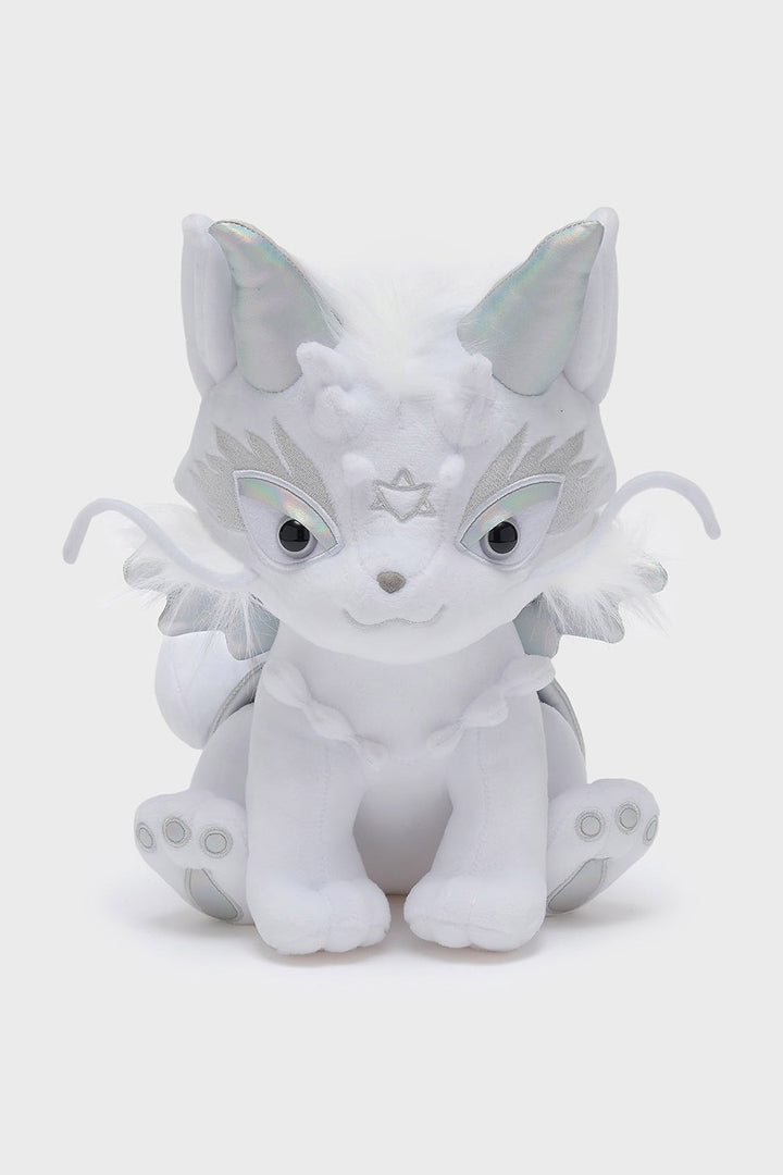 white creepy cat plushie toy 
