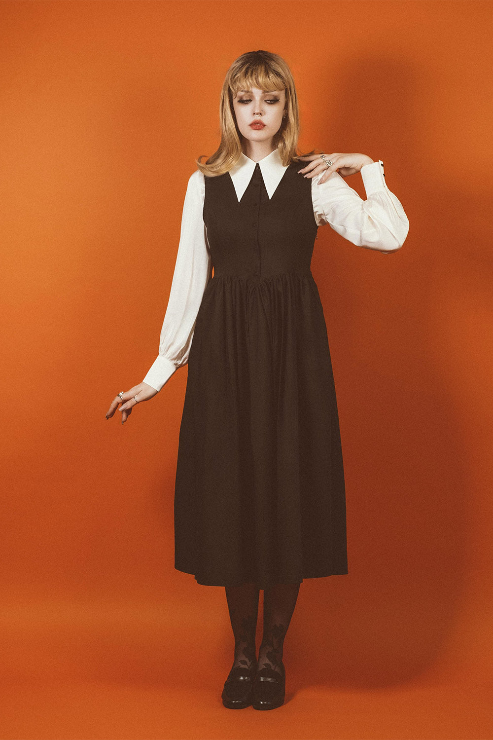 button-up dark academia long sleeve blouse 