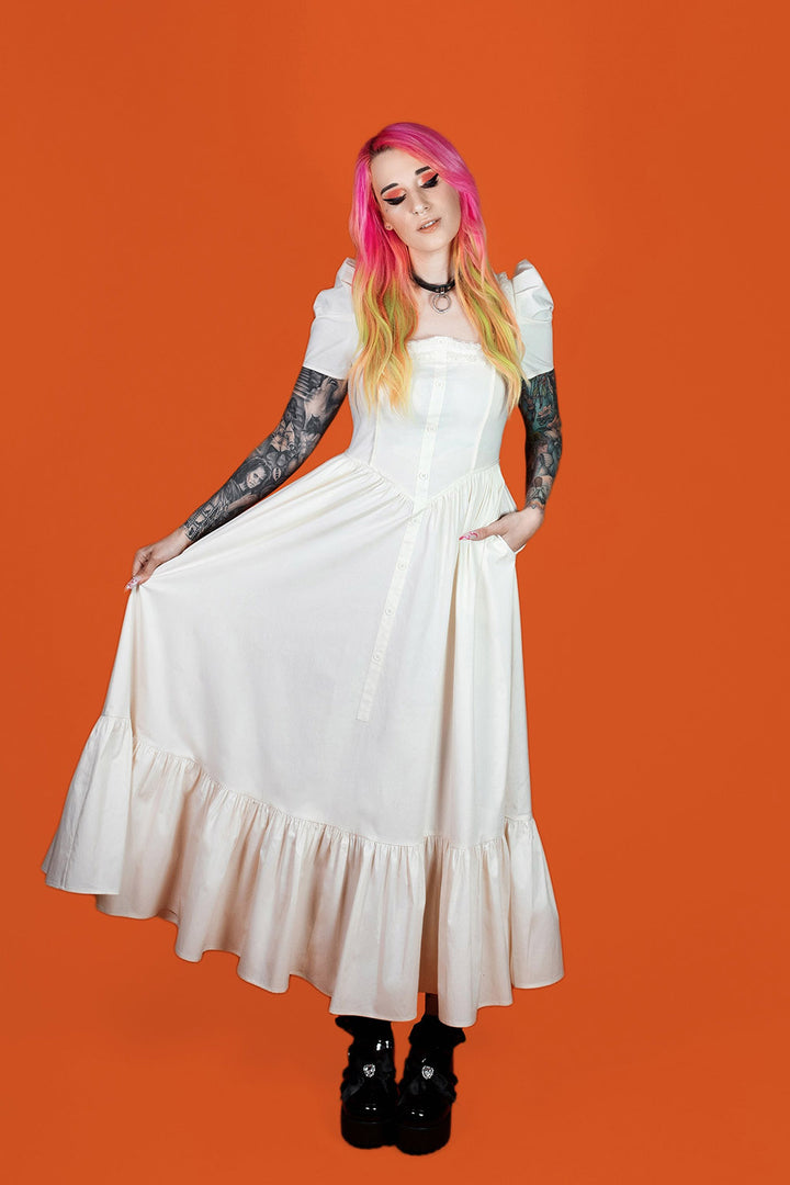 lively ghosts puff sleeve cottagecore dress