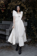 ivory puff sleeve cottagecore dress