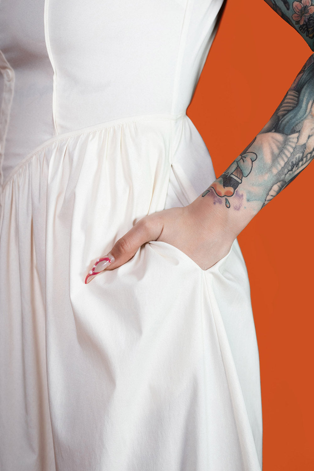 white lively ghosts puff sleeve cottagecore dress with pockets