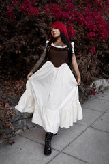 womens lively ghosts puff sleeve cottagecore dress and corset