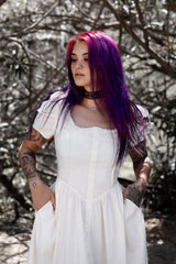 puff sleeve cottagecore dress with ruffle hem