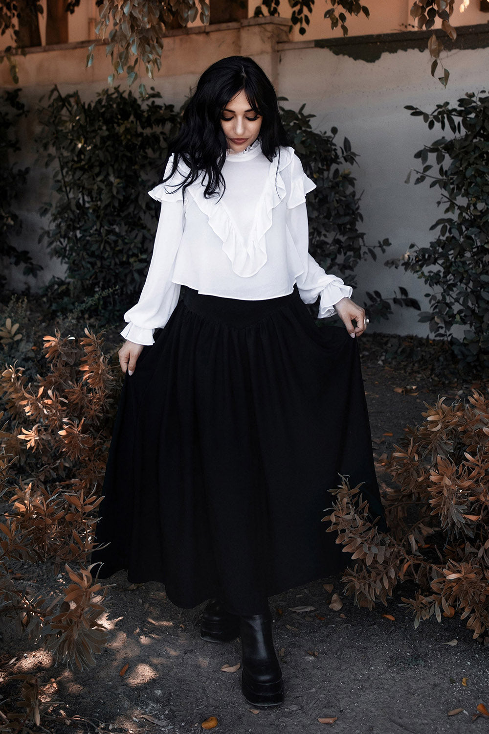 womens ruffled collar cropped blouse by lively ghosts