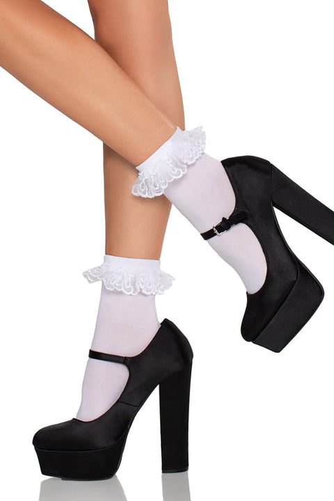 Ghost Sheets Ruffle Socks [White] – VampireFreaks