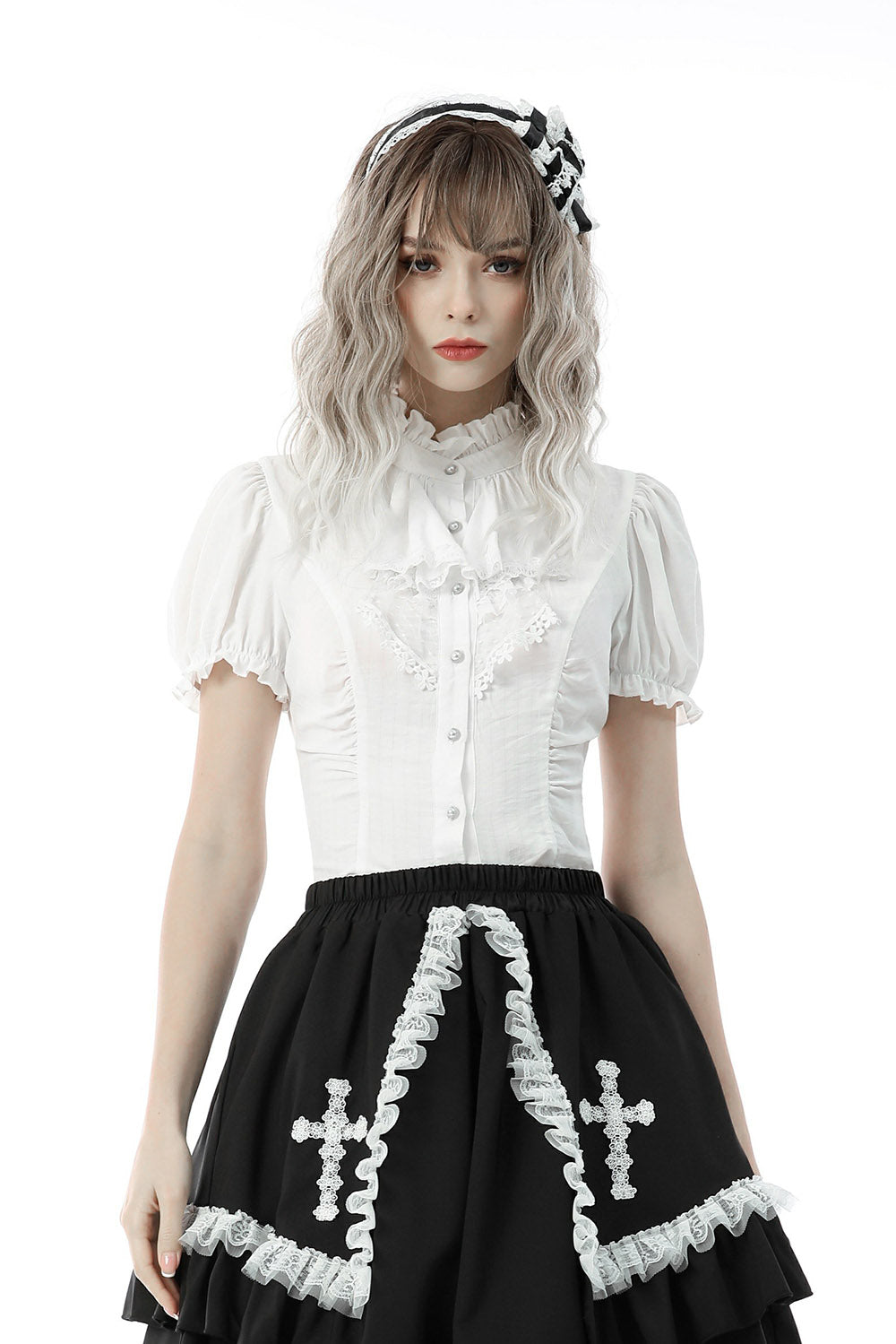 puff sleeve white cottagecore top