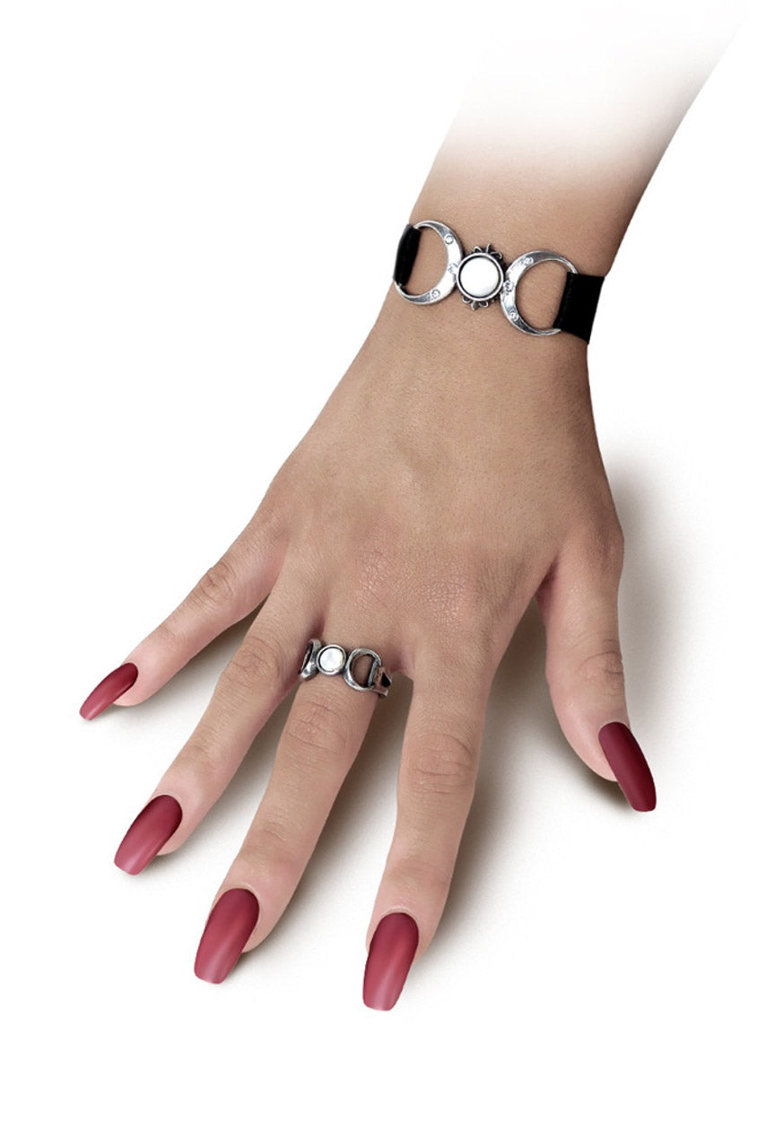gothic witch moon phase ring