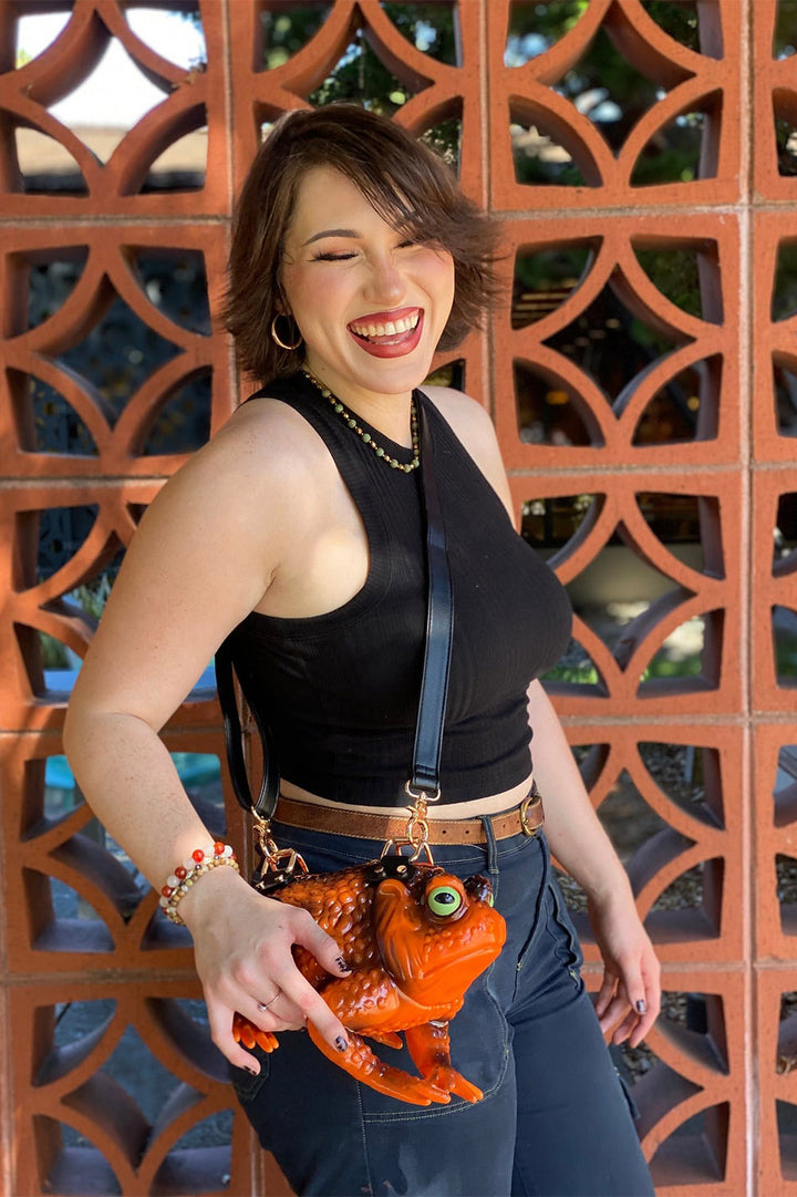 frog-shaped handbag by windy willow