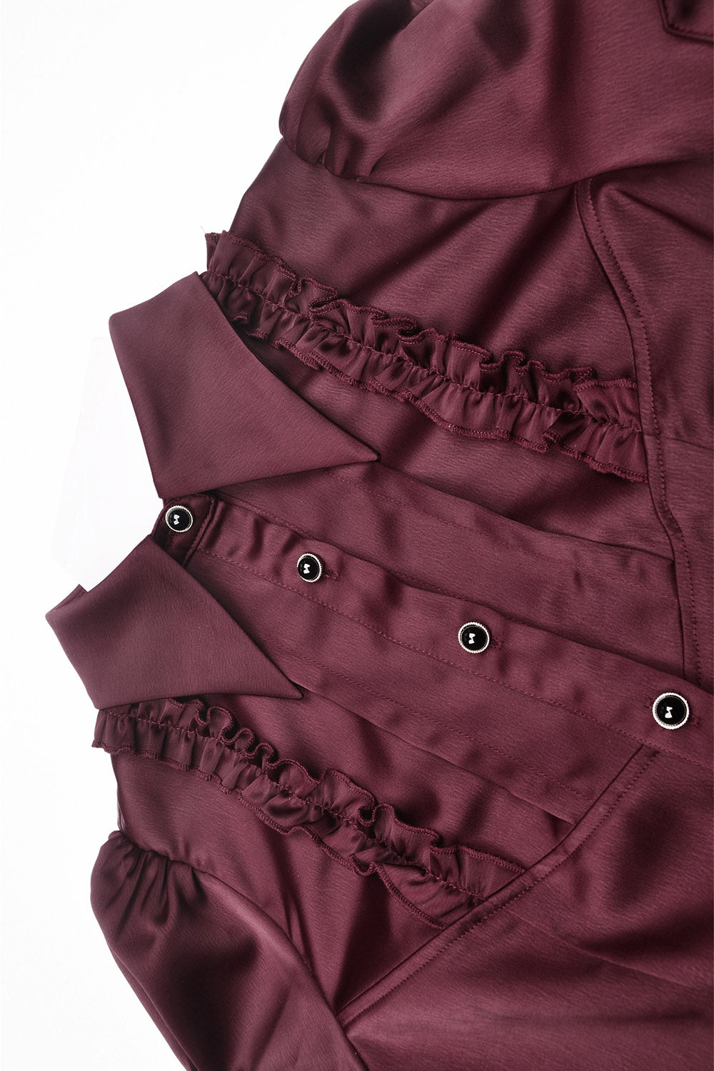 short sleeve dark red button-down ruffled shirt by dark in love