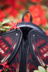 Restyle crimson moth backpack with embroidery with realistic details and vivid colors