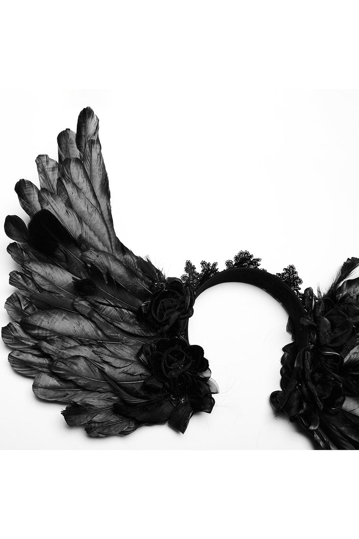 spiked headband with feathers