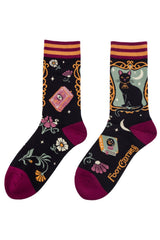black cat novelty dark academia socks by footclothes