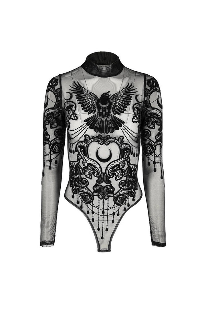 womens gothic mesh bodysuit
