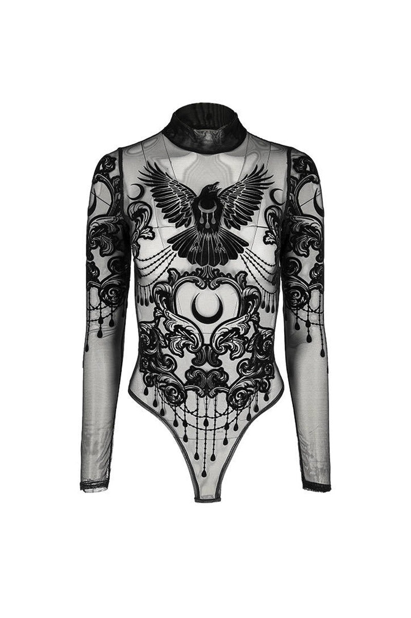 womens gothic mesh bodysuit