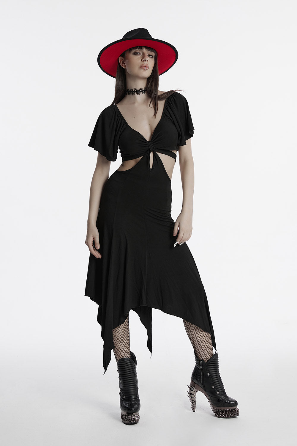 beaded red and black Gothic hat