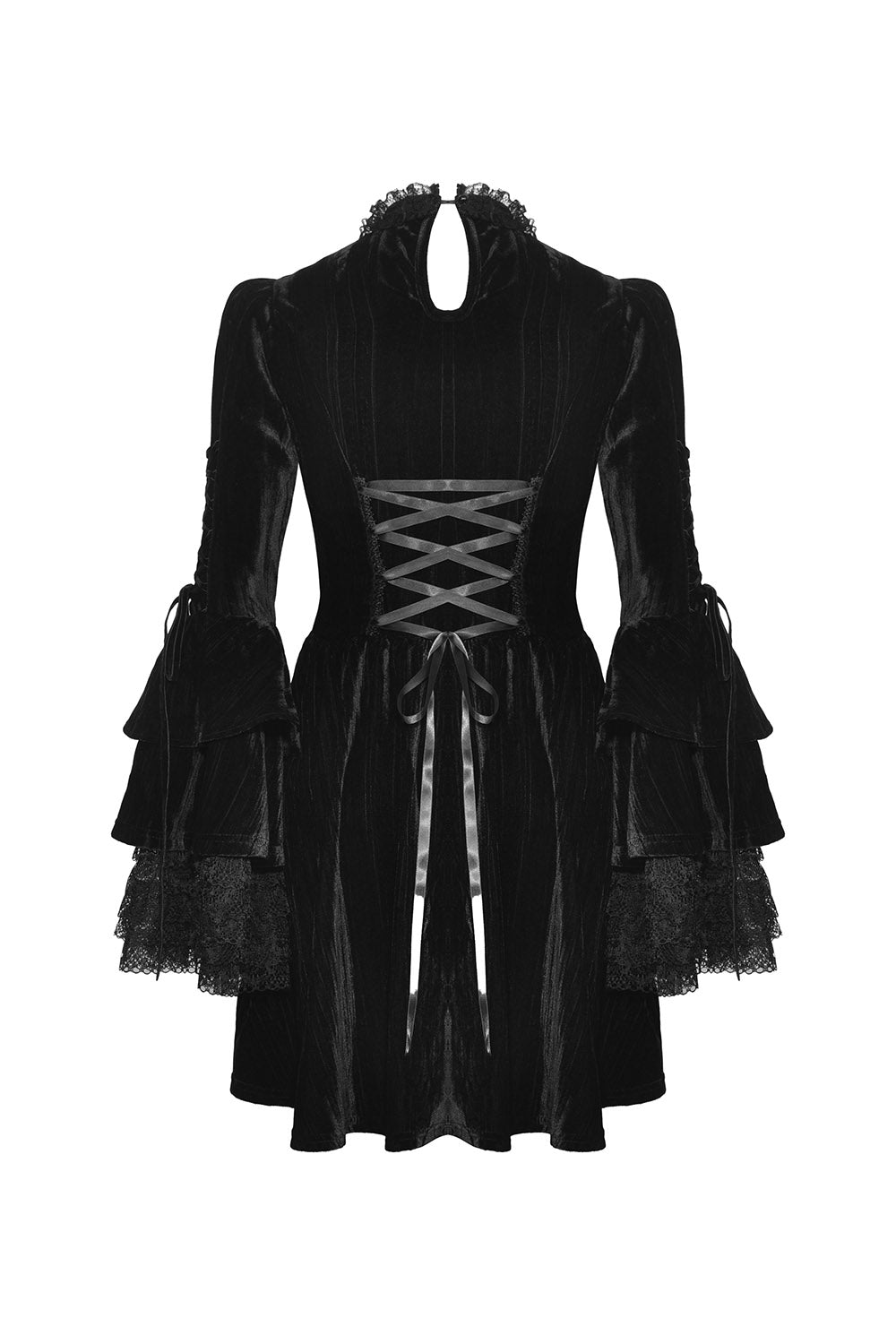 womens black velvet layered dress