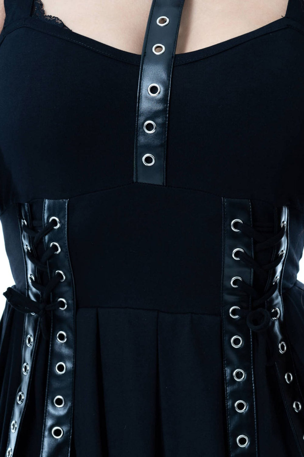 gothic dress with attached bolero and corset lacing 