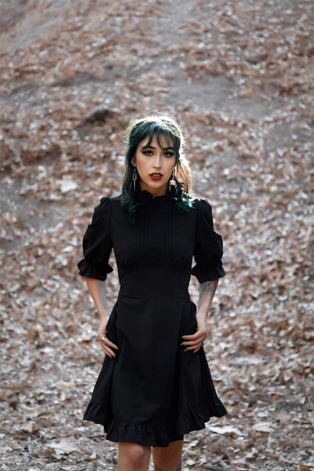 womens puff sleeve victorian dress