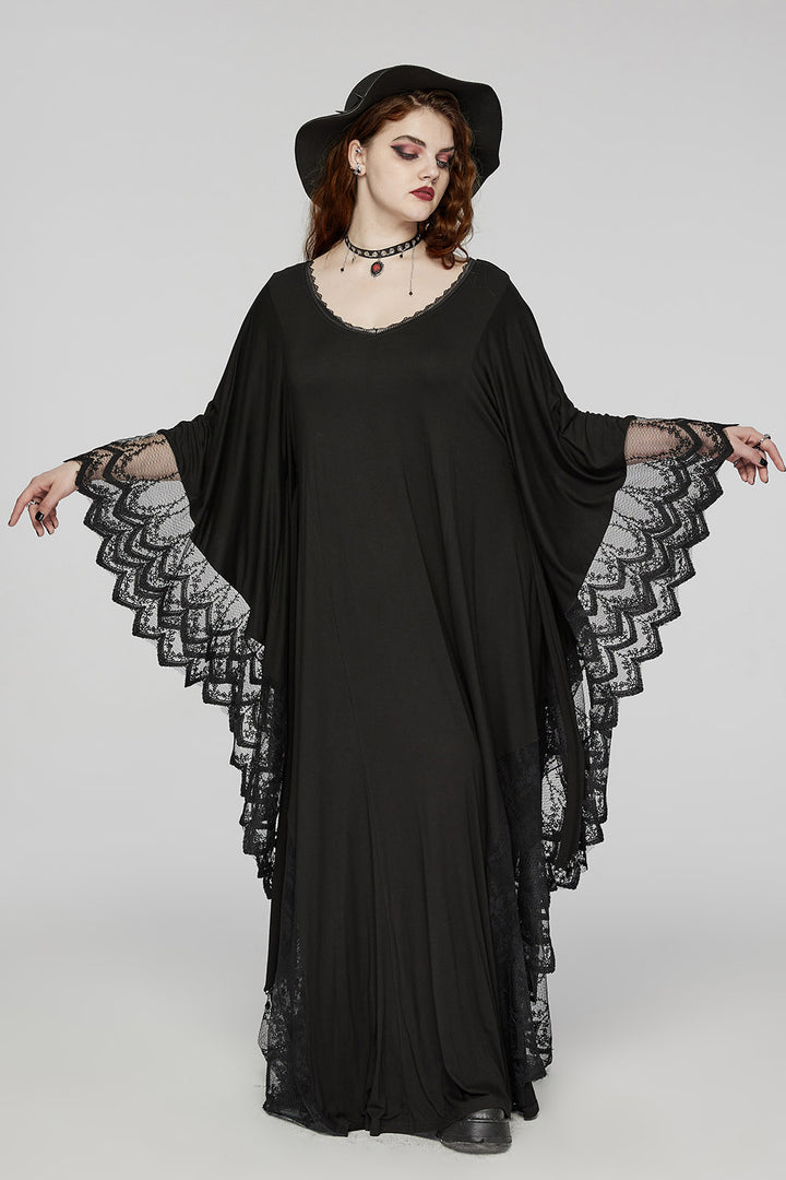 lace sleeves loose kimono goth dress