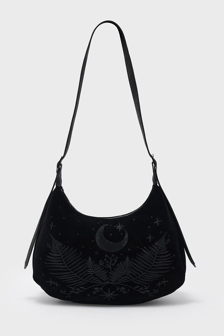 witchy gothic black hobo bag