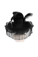 witch hat with tassels and ruffles