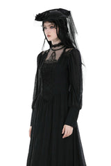 womens black veiled vintage gothic hat