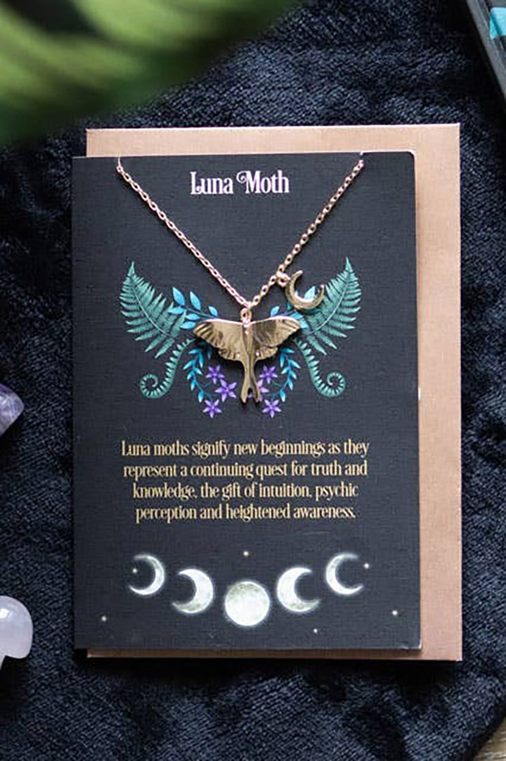 gold toned gothic moth necklace