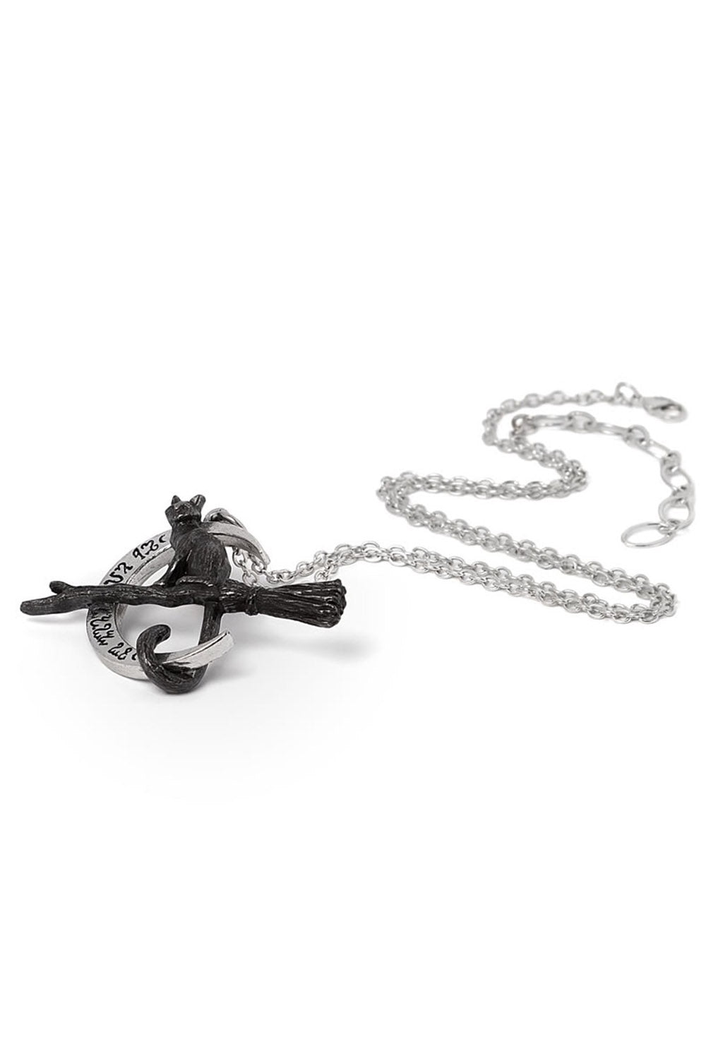 alchemy England black cat moon necklace