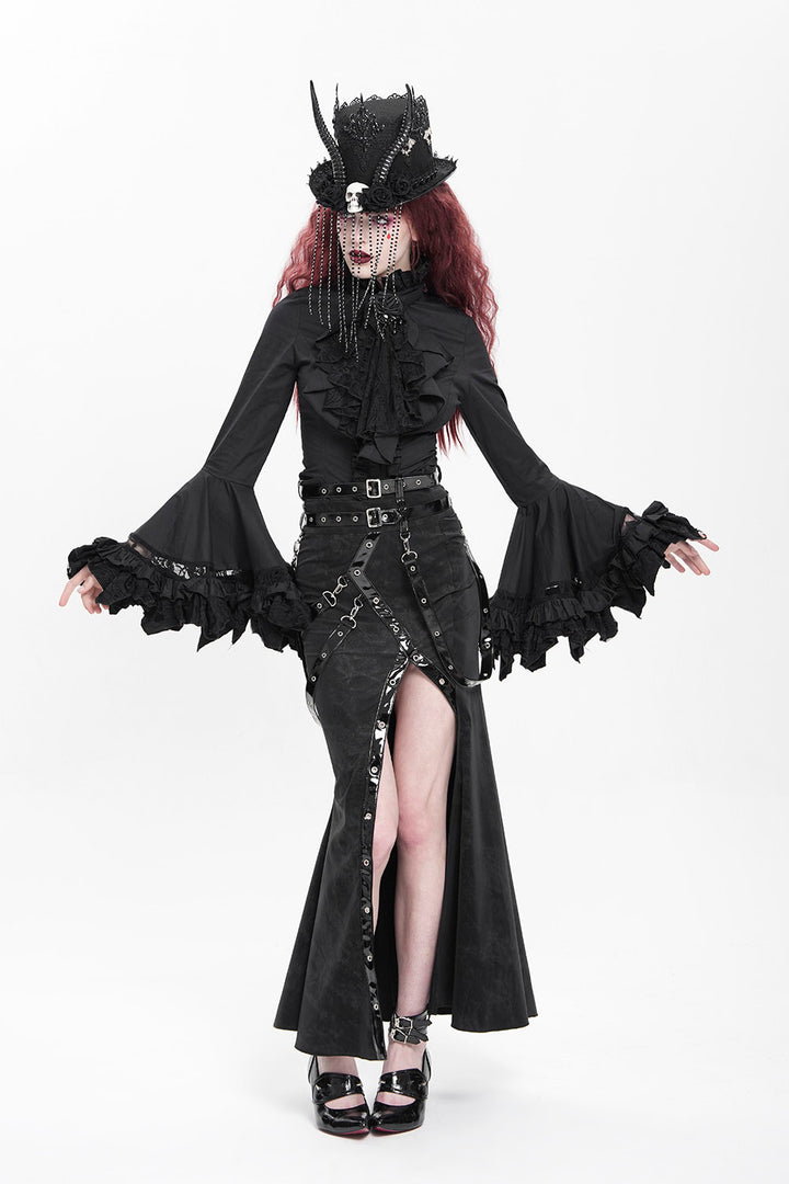 womens witchy tattered long sleeve bell top