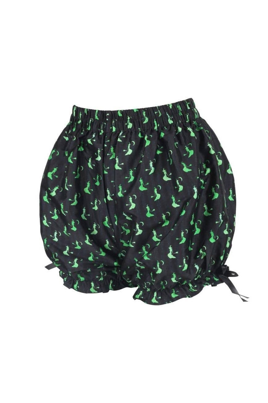 ruffled halloween witch print bloomer shorts for women